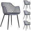 IDIMEX Lot de 4 chaises Lucia pour Salle à Manger IDIMEX Lot de 4 chaises Lucia pour Salle à Manger ou Cuisine au Design Retro avec accoudoirs, Coque en Plastique Gris et 4 Pieds en métal laqué Noir