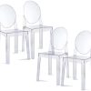 LAFII.T Set de 4 chaises de Salle à Manger Ghost - Transparent - pour Maquillage ou Coiffeuse - Style Ghost - Chaise Moderne - Amovible et Non empilable - Transparent - 4 pièces