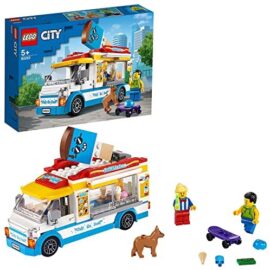 LEGO 60253 City Great Vehicles Le Camion de la Marchande de Glace, avec Skateur et Figurine Chien, Jouet pour Enfants +5 Ans