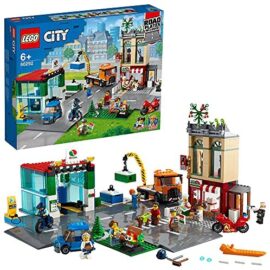 LEGO 60292 City Le Centre-Ville, Jeu de Construction avec Moto, Bicyclette, Camion, Plaques Routières et 8 Miniatures