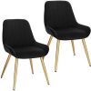 Lestarain Lot de 2 Chaises de Salle à Manger avec Dossier Chaise de Cuisine Rétro Chaise de Salon Assise en Velours et Pieds en Métal,Noir