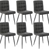 Lestarain Lot de 6 Chaises de Salle à Manger Rétro Chaises de Cuisine Chaises de Salon Rembourrée en Velours,Pied en métal,Chaises avec Dossier Gris Foncé