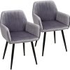 Lot de 2 Chaises de Salle à Manger Chaise Velours Chaises Scandinaves Fauteuil Chaise de Cuisine Rembourrée en Tissu Chaise de Salon Rétro, Gris