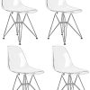 Lot de 4 Ghost Chaises en Polycarbonate, Acier pour Salle à Manger, Salon, Bureau, 40 x 46 x 86 cm, Transparent