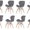 Lot de 4 chaises de salle à manger de style rétro en tissu de lin avec dossier doux et assise rembourrée