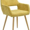 MEUBLE COSY Fauteuil Salon, revêtement en tissu jaune et pied MEUBLE COSY Fauteuil Salon, revêtement en tissu jaune et pied en métal imitation bois, Chaise de Bureau Ergonomique, Chaise de Salle à Manger Capitonnée