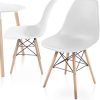 MIADOMODO® Chaises de Salle à Manger Scandinaves - Set de 2, 4, 6, 8, Pieds en Bois Hêtre, Style Moderne Rétro, Couleurs au Choix - Chaise pour Salon, Chambre, Cuisine (Set de 2, Blanc)