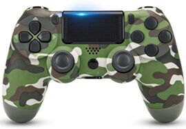 Manette sans fil pour PS4, manette de jeu pour PlayStation 4 avec câble USB, camouflage vert (Green Camo)