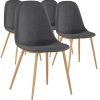 Menzzo Gao Lot de 4 Chaises Scandinaves, Tissu, Gris, 45 x 55 x 87 cm