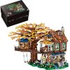 Myste Architecture Bâtiment Cabane dans Les Arbres dautomne avec Balançoire, 4761Pièces MOC Modular Maison Jeu de Construction, Compatible avec Lego Ideas 21318