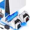OIVO Support PS5 avec Ventilateur de Refroidissement at EU-Adaptateur pour OIVO Support PS5 avec Ventilateur de Refroidissement at EU-Adaptateur pour PS5 console, Chargeur Manette PS5 avec Indicateur LED, Chargeur PS5 avec Stockage 12 disques de Jeu