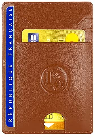Porte Carte De Credit et Pièce Identité Minimaliste - Protection Cartes Bleue sans Contact - Petit Etui Cuir Slim Protege Contre Le piratage Bancaire - Portefeuille Mince Anti RFID - Idée Cadeau