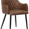 SONGMICS Lot de 2 Chaise de Salle à Manger, Fauteuil, Siège Moderne rembourrée, avec Dossier, revêtement en PU Vintage, Charge 110 kg, pour Salle à Manger, Marron LDC085K02