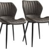 SONGMICS Lot de 2 Chaises de Salle à Manger, Fauteuils SONGMICS Lot de 2 Chaises de Salle à Manger, Fauteuils de Cuisine, Sièges Rembourré, en PU Résistant à l'Eau et Facile à Nettoyer, Effet Vintage, Charge 110 kg, Salon, Gris LDC074G01