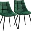 SONGMICS Lot de 2 Chaises de salle à manger, Siège moderne, rembourrées, avec pieds en métal, surface en velours lisse, Vert LDC084C01