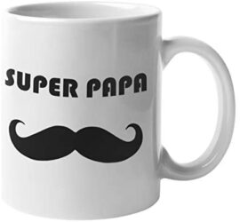 Shirtinator Tasse cadeau I Super Papa I Anniversaire Fête des Pères Idée Cadeau Fête des Pères Fête des Pères Moustache