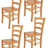 Tommychairs - Set 4 chaises Venice pour Cuisine, Bar et Salle à Manger, Robuste Structure en Bois de hêtre peindré en Couleur Miel et Assise en Bois