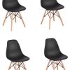 Un Ensemble avec 4 chaises de Salle à Manger Confortables dans Un Style Design Nordique, des Meubles de Loisirs avec des Pieds en Bois Massif, adaptés pour Le Salon, la Salle à Manger, Le café (Noir)
