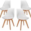 VADIM Chaise Blanche Scandinave Lot de 4, Chaises Salle a Manger avec Pieds en Bois Massif pour Salon, Salle à Manger, Cuisine,Bureau