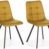 VS Venta-stock Set de 2 chaises Salle à Manger Mila Tapissées Moutardes, certifiées par la SGS, 58 cm (Largeur) x 45 cm (Profondeur) x 90 cm (Hauteur)