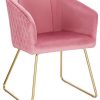 WOLTU 1 Chaise de Salle à Manger Chaise de Cuisine Chaise Salon en Velours,Fauteuil Chaise Pieds en métal doré,Rose BH271rs-1