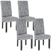 WOLTU 4 X Chaises de Salle à Manger Chaises de Cuisine Gris Clair,Chaise Salon à Manger Assise en Velours et Pied en Bois Massif, BH294hgr-4
