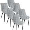 WOLTU 6 X Chaise de Salle à Manger Chaise Design Moderne Assise en Lin Bien rembourrée Cadre en métal,Gris Clair BH206hgr-6