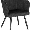 WOLTU BH313dgr-1 1 pièce Chaise de Salle à Manger en Velours avec Dossier en Pétale et Pieds en Métalliques Fauteuil Relaxant Chaise de Réception Gris Foncé