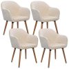 WOLTU Lot de 4 Chaises de Salle à Manger Chaise de Loisirs en Velours et Bois Massif,Chaises de réception Crème Blanc BH95cm-4