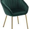 chairus Chaise Fauteuil en Velours avec Pieds en Métal Moderne Chaises de Salle à Manger pour Chamber Salon (Vert)