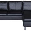 31us32537fL._AC_.jpg vidaXL Canapé Sectionnel 3 Places Similicuir Noir Salon Canapé d'angle Sofa