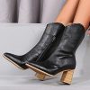 417kNdVkIvL._AC_.jpg Dasongff Bottines pour femme avec talon entonnoir - Bottes longues pour femme - Talon bloc - Bottes de cowboy - Bottes de neige - Imperméables - Classiques - Respirantes - Pour l'hiver