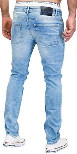 Merish Jeans Hommes Straight Fit Coutures épaisses Delavé Stone Denim Modell J9148
