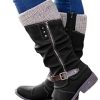 Dasongff Bottes hautes pour femme à talons longs - Bottes d'hiver sexy plates - Décontractées - Cowboy - Antidérapantes - Classiques - Pour l'hiver