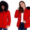 41aHMSQZX2L._AC_.jpg BELLIVERA Doudoune Femme Matelassé Léger Manteau À Capuche D'hiver Avec Col Fourrure