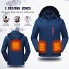 Veste chauffante pour Hommes avec Capuche Amovible Hiver Veste chauffante Chaude Manteau Vêtements (3XL, Noir)