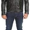 41ooOvKIYsL._AC_.jpg Veste en Cuir Véritable de Style de Motard pour Hommes Zip Up Manteau Matelassé Ron Noir
