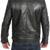 41tSEh8Ro0L._AC_.jpg Veste en Cuir Véritable de Style de Motard pour Hommes Zip Up Manteau Matelassé Ron Noir