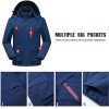 Veste chauffante pour Hommes avec Capuche Amovible Hiver Veste chauffante Chaude Manteau Vêtements (3XL, Noir)