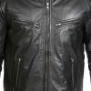 519aHlwEyL._AC_.jpg Veste en Cuir Véritable de Style de Motard pour Hommes Zip Up Manteau Matelassé Ron Noir