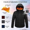 Veste Chauffante à Capuche,Veste Chaude avec 3 Niveaux de Chauffage,Interface USB,Hommes Femmes Hiver Manteaux Imperméable Coupe-Vent pour Le Travail en extérieur Tenue Quotidienne Ski Équitation Moto