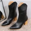 51FqEsfvYNL._AC_.jpg Dasongff Bottines pour femme avec talon entonnoir - Bottes longues pour femme - Talon bloc - Bottes de cowboy - Bottes de neige - Imperméables - Classiques - Respirantes - Pour l'hiver