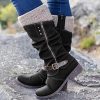 Dasongff Bottes hautes pour femme à talons longs - Bottes d'hiver sexy plates - Décontractées - Cowboy - Antidérapantes - Classiques - Pour l'hiver