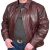 51f-093AnSL._AC_.jpg Hommes Véritable Cuir Classique Style Bombardier Gents Blouson Manteau Jim Marron