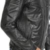 51x67tYmCXL._AC_.jpg Veste en Cuir Véritable de Style de Motard pour Hommes Zip Up Manteau Matelassé Ron Noir