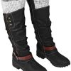 Dasongff Bottes hautes pour femme à talons longs - Bottes d'hiver sexy plates - Décontractées - Cowboy - Antidérapantes - Classiques - Pour l'hiver