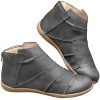 Dasongff Bottes pour femmes décontractées - En cuir - Rétro - Fermeture éclair latérale - Capuchon rond - Classiques - Chelsea - Boots de cowboy - Bottes d'équitation - Rétro - Pour femme