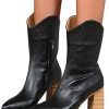 Dasongff Bottines pour femme avec talon entonnoir - Bottes longues Dasongff Bottines pour femme avec talon entonnoir - Bottes longues pour femme - Talon bloc - Bottes de cowboy - Bottes de neige - Imperméables - Classiques - Respirantes - Pour l'hiver