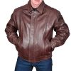 Hommes Véritable Cuir Classique Style Bombardier Gents Blouson Manteau Jim Hommes Véritable Cuir Classique Style Bombardier Gents Blouson Manteau Jim Marron