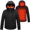 Veste Chauffante à Capuche,Veste Chaude avec 3 Niveaux de Chauffage,Interface USB,Hommes Femmes Hiver Manteaux Imperméable Coupe-Vent pour Le Travail en extérieur Tenue Quotidienne Ski Équitation Moto